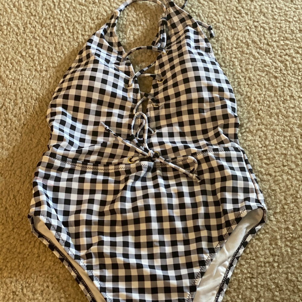 Checkered one piece swimsuit